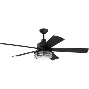 lot 123 image: Garrick 56 in. IndoorOutdoor Dual Mount Flat Black Finish Ceiling Fan with Light Kit