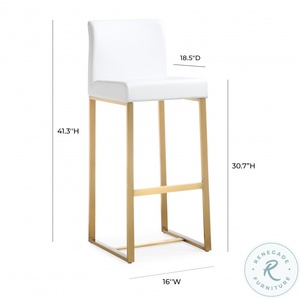 lot 128 image: Denmark White Gold Steel Bar Stool