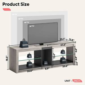 lot 103 image: Bestier Entertainment Center with LED Lights TV Stand Media Console Table for TVs up to 60 in Light Grey