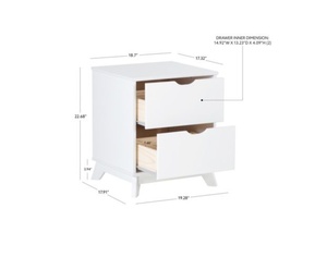lot 59 image: Portix 2 Drawer Nightstand - White