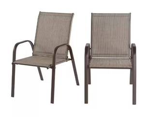 lot 34 image: 2-Pack KD Full Bucket Sling Chairs - BrownRiverbank