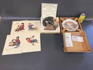 lot 21B image: Norman Rockwell Prints & Collectible Plates with COA, Edwin M. Knowles