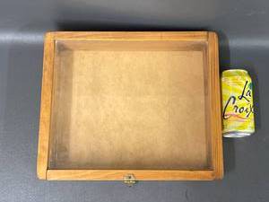 lot 23B image: Vintage Wooden Display Case with Glass Top for Collectibles