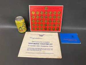 lot 38B image: Franklin Mint Solid Bronze Presidential Coin Set with Certificate and Booklet