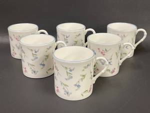 lot 27 image: Royal Worcester Forget Me Not Coffee Mugs Set of 6