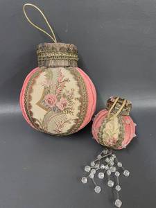 lot 28 image: Vintage Large Floral Embroidered Ornaments, Antique Design