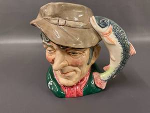 lot 36 image: Royal Doulton The Poacher Toby Jug Fish Handle Ceramic Collectible
