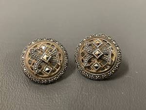 lot 43 image: Sterling Silver Marcasite Earrings Vintage Design