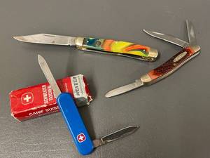 lot 80 image: Vintage Folding Pocket Knives Collection Solingen Germany Kabar Swiss WEGNER