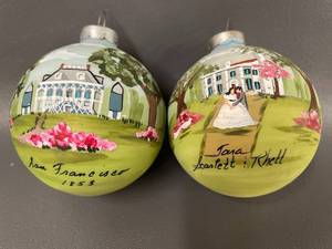 lot 121 image: 2 Vintage Lois Rebstock Hand-Painted Ornaments