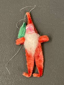lot 126 image: Vintage Sad Clay Face Pipe Cleaner Santa Claus Belsnickel Ornament