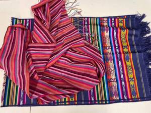 lot 140 image: Vibrant Handwoven Artisan Blankets Set incl Irish Silk  Wool Blend