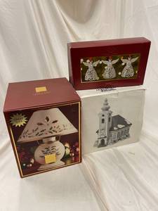 lot 150 image: Dept 56 Alpine Village, Lenox Holiday Candle Lamp & Ornaments Set