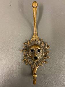 lot 42B image: Vintage Brass Sun Face Hardware Hook