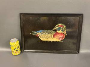lot 54B image: Vintage Couroc of Monterey Wood Duck Tray Inlay Art