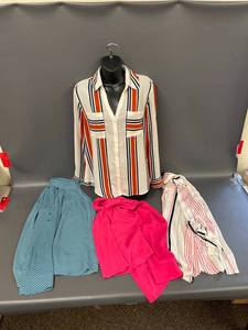 lot 86B image: Express Womens Portofino Shirt Lot Stripe Polka