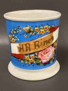 lot 90B image: Antique Barber Mug with Floral Design