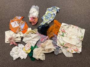 lot 7A image: Vintage Collection of Scarves, Textiles, and Lace Doilies