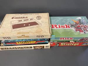 lot 21A image: Vintage Board Games Lot Canoga, Risk, Stratego, Battleship