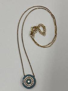 lot 11K image: Sterling Silver Pendant Necklace Set w Clear and Turquoise Stones
