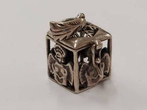 lot 30K image: Vintage Sterling Silver Cherub Locket Box Pendant with Intricate Design