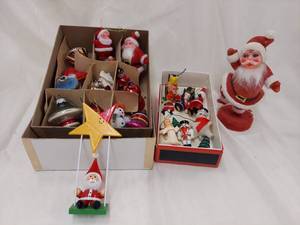 lot 47K image: Vintage Christmas Ornaments Collection, Santas, Snowmen & More