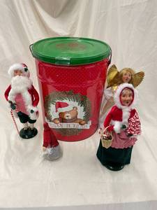 lot 53K image: Christmas Decor Set Santa, Angel & Tin