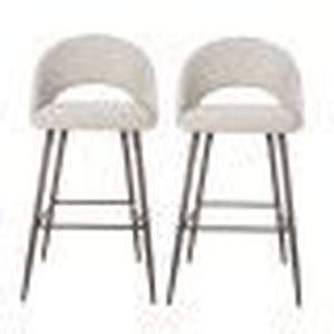 lot 33 image: Glitzhome  Pale Grey FabicLeatherette Bar Stool with Tapered Metal Legs (Set of 2) Customer Return Review all pictures
