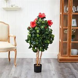 lot 35 image: Nearly Natural 4 ft. Artificial Hibiscus Tree Customer Return Review all pictures