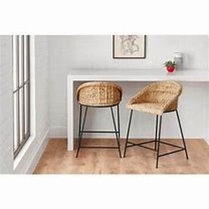 lot 10 image: StyleWell 24 in. Natural Woven Hyacinth Counter Stool with Low Back 180 Customer Returns Review all Pictures