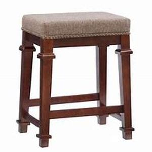 lot 16 image: Linon Home Decor Nelson 31 in. Brown Backless Wood Bar Stool with Tweed Fabric Seat Customer Return Review all pictures
