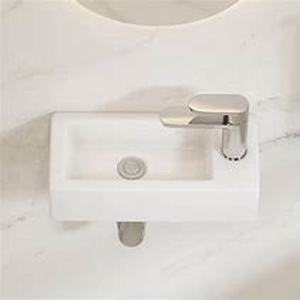 lot 36 image: Eridanus Turner Crisp White Vitreous China Rectangular Wall-Mounted bathroom Sink with Faucet Hole Customer Return Review all pictures