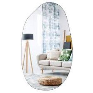 EDGEWOOD 19.7 in. W x 33.5 in. H Asymmetrical Oval Accent Wall Mounted Frameless Mirror  Customer Returns review all pictures