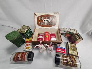 Vintage Tins and SaltPepper shakers