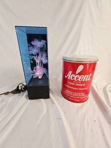 Vintage Tin and Fiberoptic Flower Lamp
