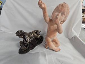 Child Statue and Boy with Dog