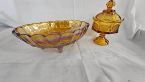 Marigold Carnival and Fostoria Coin Pattern Candy Dish