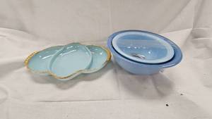 Fire King serving dish and Pyrex