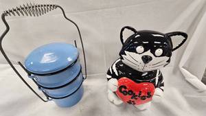 Vintage Metal Lunch Box and Cookie Jar