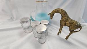 Pitcher and Brass Giraffe