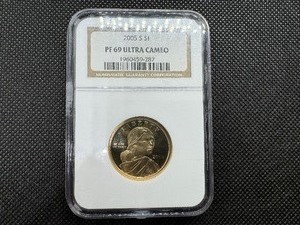 lot 25 image: 2005 S PF69 Ultra Cameo Sacajawea $1