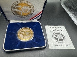 lot 40 image: Bureau of Land Management 50 Year Medallion 1oz .999 Silver