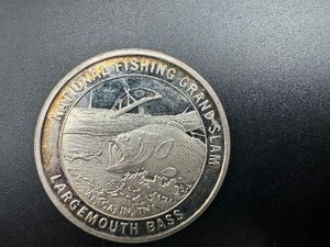 lot 58 image: North America Fishing Club Large Mouth Bass 1-Ounce .999 Fine Silver