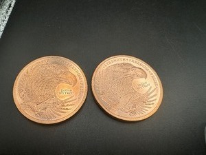 lot 68 image: Two Golden State Mint 1 oz Copper Rounds
