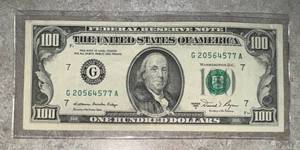 lot 137 image: 1981 SeriesA $100 Federal Reserve Note - Chicago G-7 - Vintage Collectible Small Face