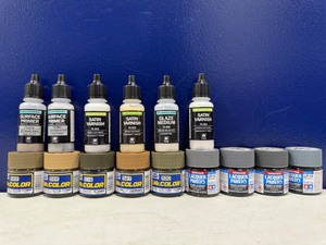 lot 13 image: Lot of 15 Model Paint Bottles  Vallejo, Mr. Color, Tamiya Lacquer, Primers & More