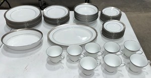 lot 176 image: Noritake Crestwood Platinum Legendary China Set - Over 40 Pcs Cups Plates Bowls