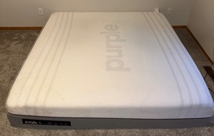 lot 179 image: Purple .4 King Mattress  Purple Pillow  Washable Cover, Gently Used