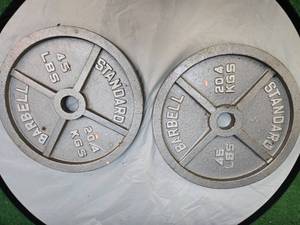 lot 23 image: Lot of Two 45Lbs 2 Weight Plates (Total of 90LbS)