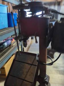 lot 2 image: Used Vintage Cast Iron Drill Press with Adjustable Table
